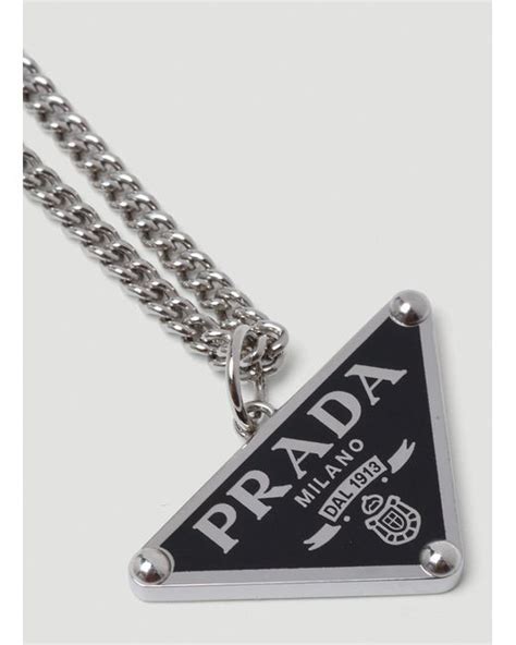 prada triangle pendant necklace|prada black triangle necklace.